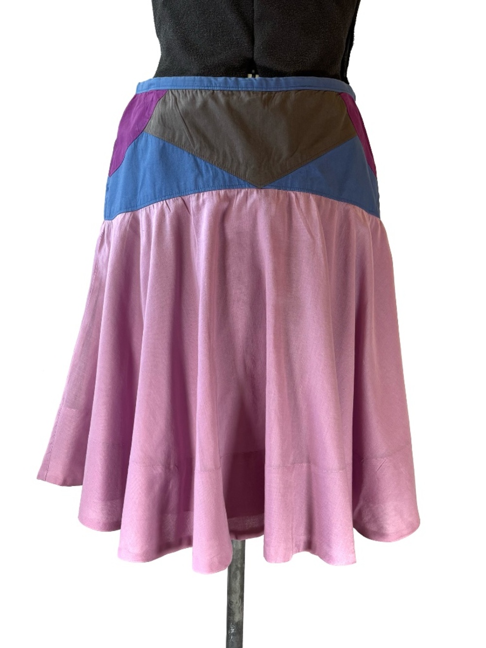 Colorblock Yoke Waist Skirt